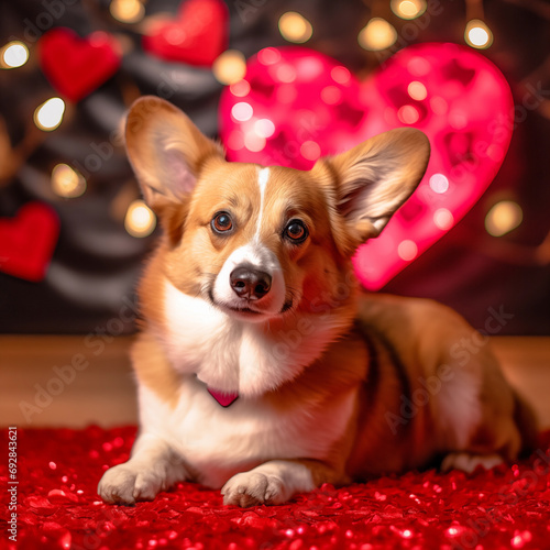1:1 Cute Welsh Corgi dogs come to spread love on Valentine's Day and other special days.for backgrounds on mobile or computer screens or other printing projects. © jkjeffrey