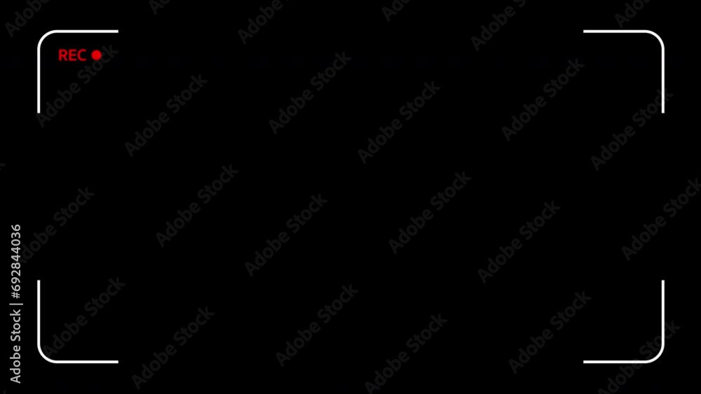 Square Frame Easy simple to use footage alpha of video recording camera screen with 4K resolution. Horizontal Screen Camera Screen Recording Video Animation on Black Background. Element viewfinder