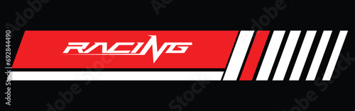 Red and white car decal. Racing Rally Stripes, Auto Racing Stripes Stickers. 赤と白の車のデカール。 レーシングラリーストライプ、自動レーシングストライプステッカー