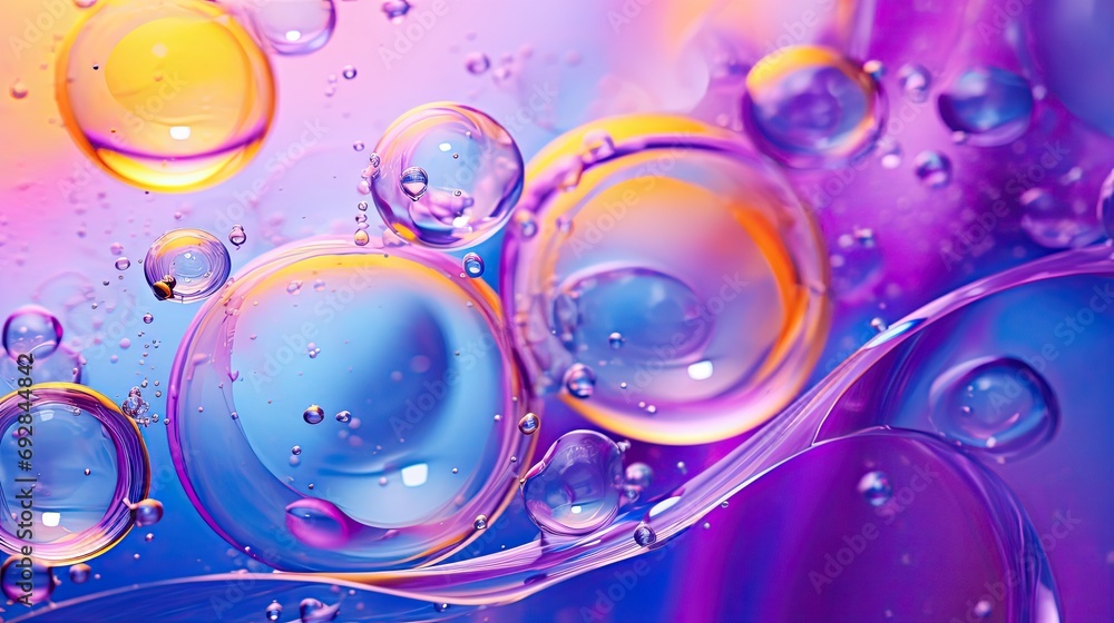 Purple And Yellow Soap bubbles in paint create