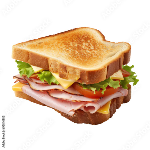 ham and cheese sandwich isolated on transparent background,transparency 