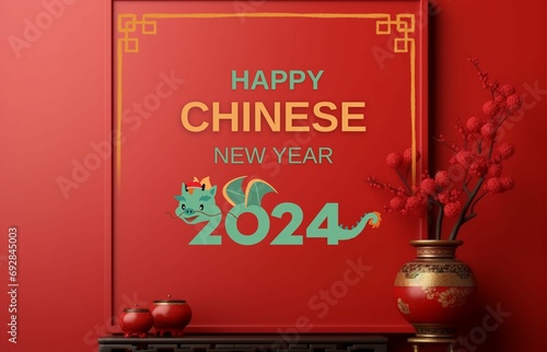 Happy chinese new year greeting card background and social media post