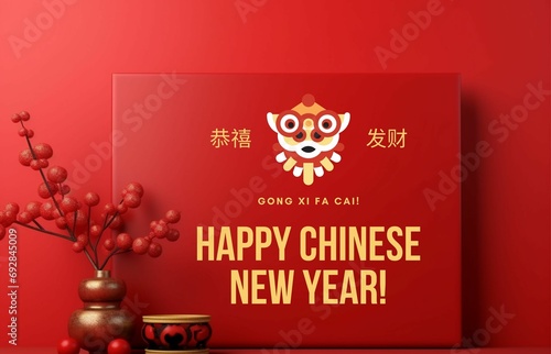 Happy chinese new year greeting card background and social media post