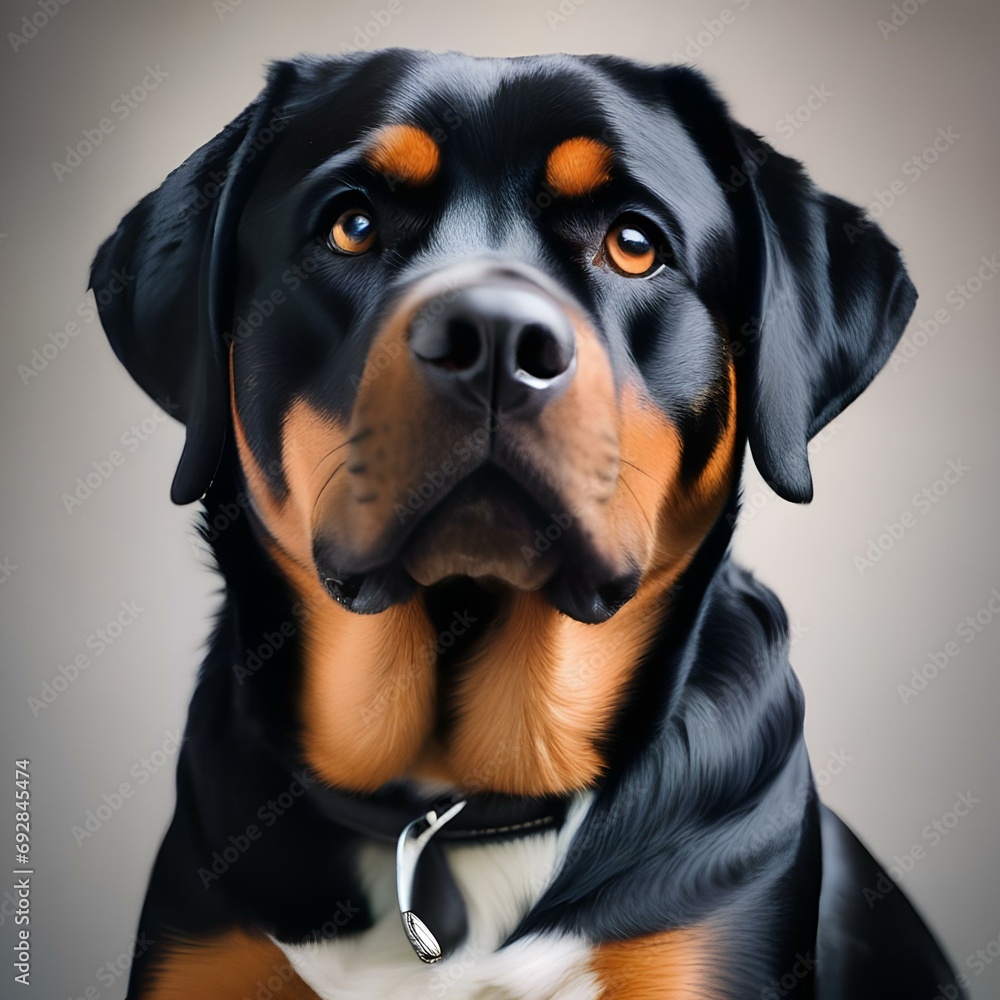 A portrait of a Rottweiler with a serious yet gentle expression2 A portrait of a Rottweiler with a serious yet gentle expression2