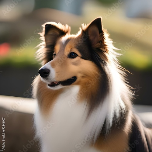 A portrait of a charming Shetland sheepdog with a luxurious coat2 photo