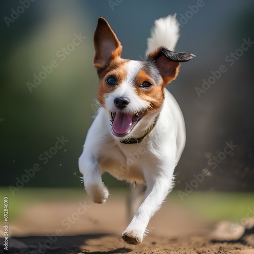 A vibrant portrait of a Jack Russell terrier caught mid-leap in a burst of energy3 photo