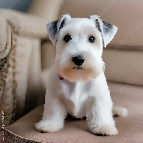 A portrait of an intelligent and determined Sealyham terrier1 photo