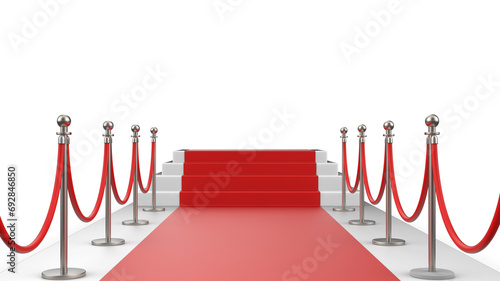 3D Podium with red carpet isolated on transparent background (ID: 692846850)