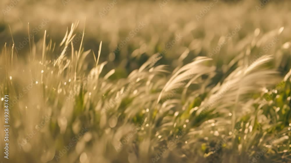 Golden wheat grassy field blowing in the wind Golden wheat grassy field blowing in the wind