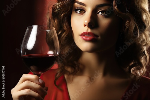 wine red glass Woman beautiful glasses alcohol celebration congratulation glamour people party fashion temptation charme enticement girl drinking human female drink face beauty portrait