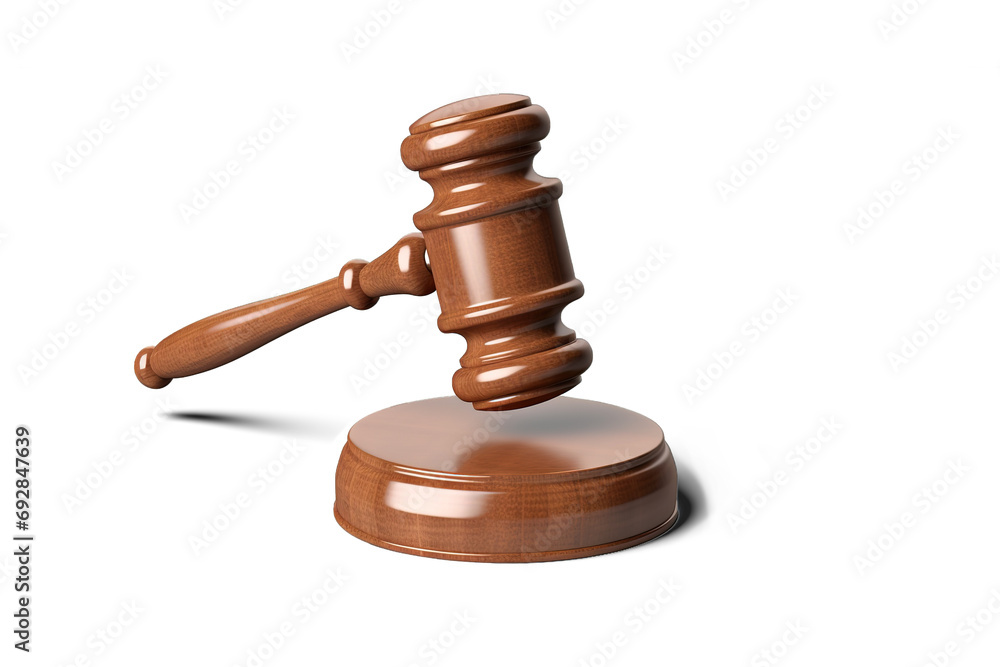 A gavel isolated on both a transparent background in PNG format