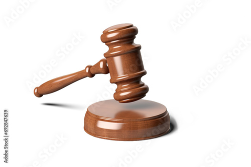 A gavel isolated on both a transparent background in PNG format