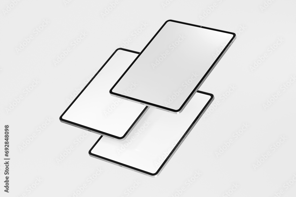 Minimalist tablet mockup with realistic scene and shadow background