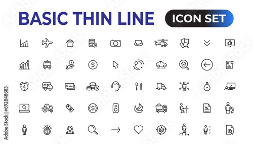 Web icons. Business. Set of thin line web icon set, simple outline icons collection, Pixel Perfect icons, Simple vector illustration.