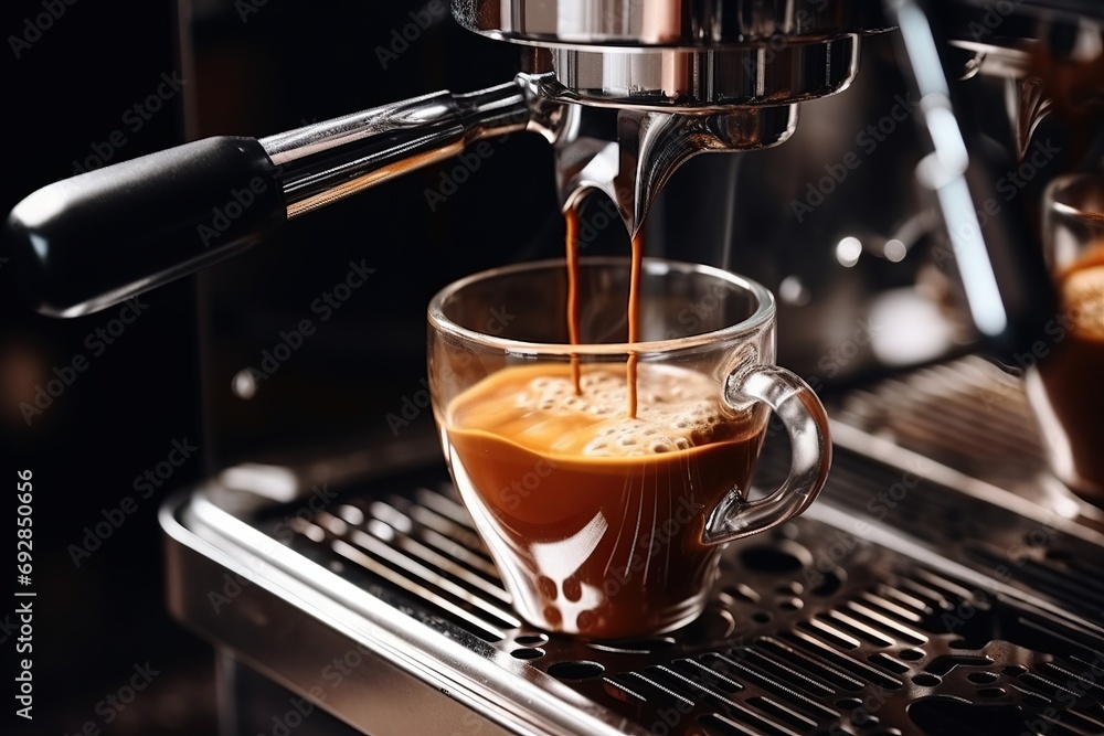coffee machine making espresso in a cafe, shallow depth of field coffee machine making espresso in a cafe, shallow depth of field