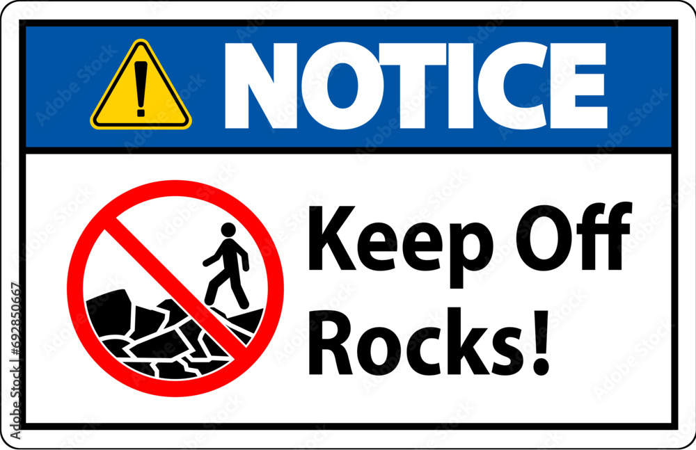 Fototapeta premium Notice Sign Keep Off Rocks