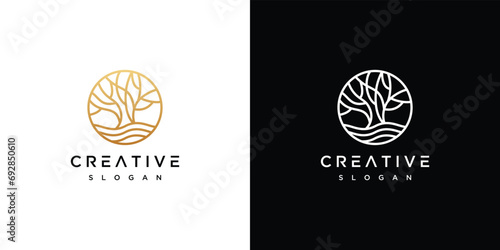 Natural Vector Tree Logo Golden tree , Nature and Growth Design Template
