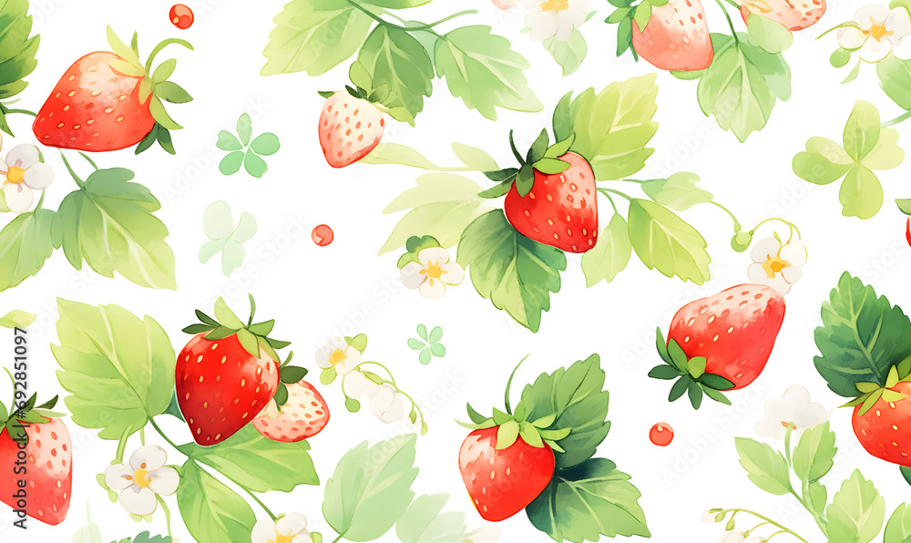 Fototapeta premium Beautiful strawberry watercolor illustration,Generative AI
