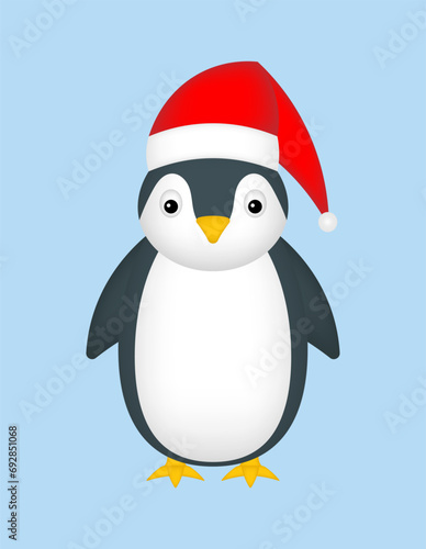 Christmas Penguin 3d Vector Illustration