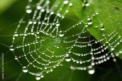 spider web with dew drops. Generative Ai