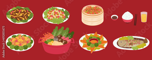 Delicious CNY dishes element set