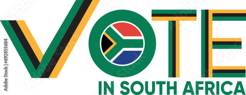 vote word South Africa style with check mark, vector illustration