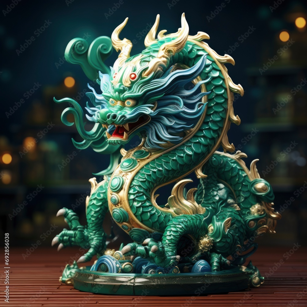 custom made wallpaper toronto digitalChinese emerald dragon full body figure, new year festive background