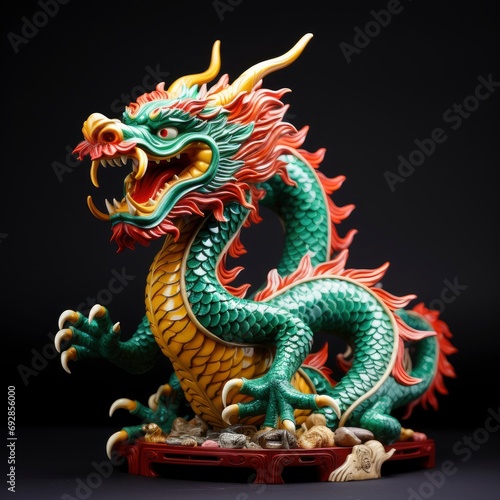 Chinese emerald dragon figure  vivid color background