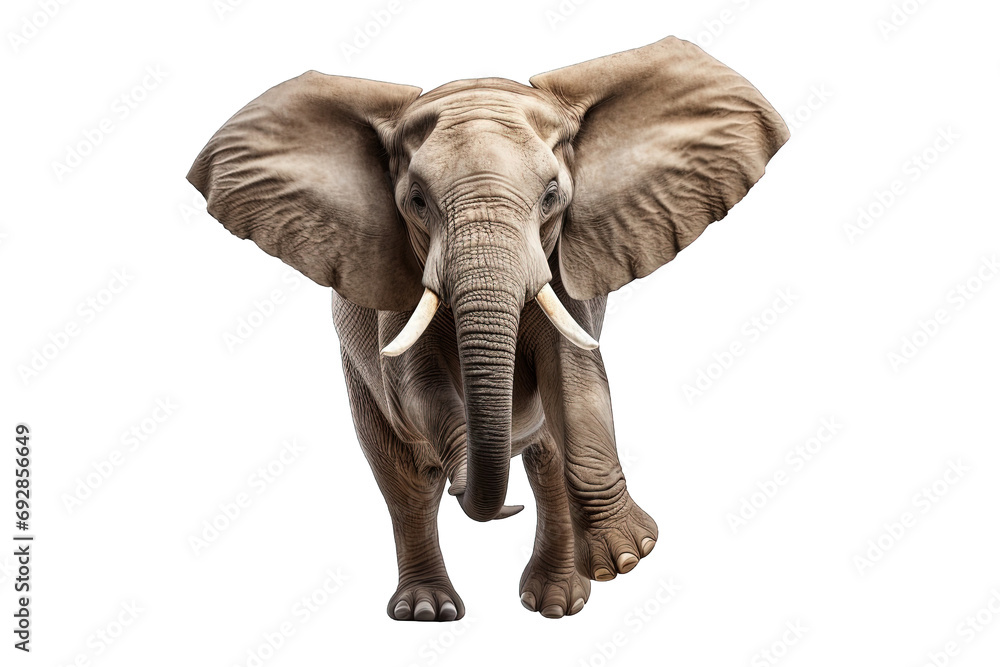 Fototapeta premium Elephant Running Isolated