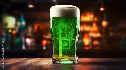 Green beer at the bar on St. Patrick's Day