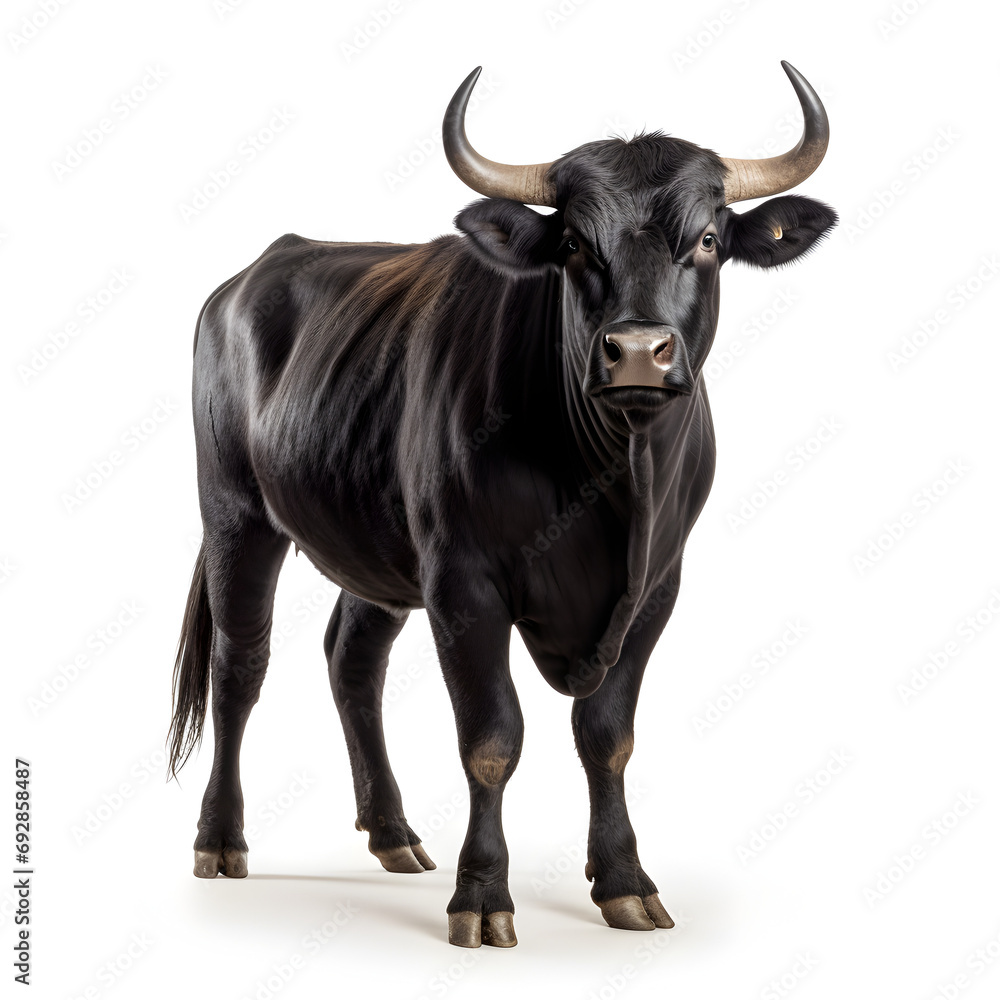 A Taurus black bull isolatated on a white background. A Taurus black bull isolatated on a white background.