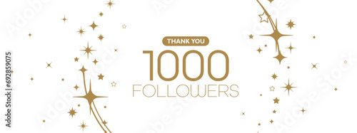 Thank you 1000 followers card on white background