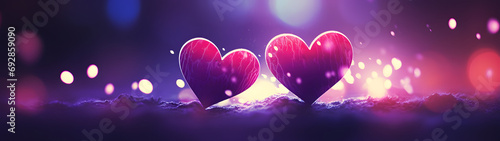 Two hearts lay on the ground, surrounded by a sea of magenta, violet, purple, and pink lights, after experiencing the euphoric rush of a concert together