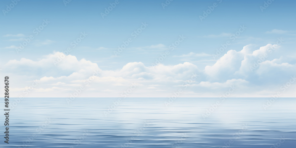 A minimalist portrayal of the meeting point of the sea and sky, capturing the vastness of the ocean.