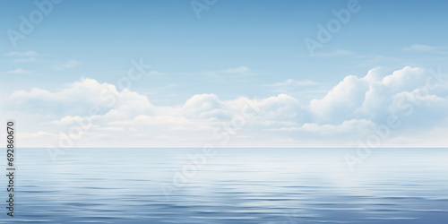 A minimalist portrayal of the meeting point of the sea and sky, capturing the vastness of the ocean. © Teerasak