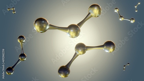 3d rendering of drop of water molecules scattered  photo
