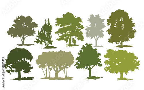 collection of tree silhouettes, Graphics resource for garden design, eps