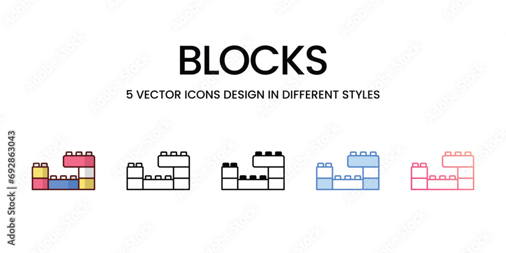 Blocks icons set vector stock illustration vector stock.