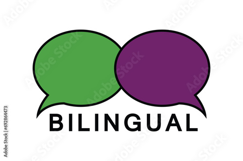 two talk bubles with different languages bilingual concept