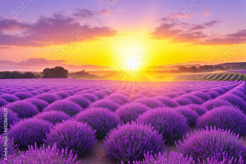 Lavender field at sunset