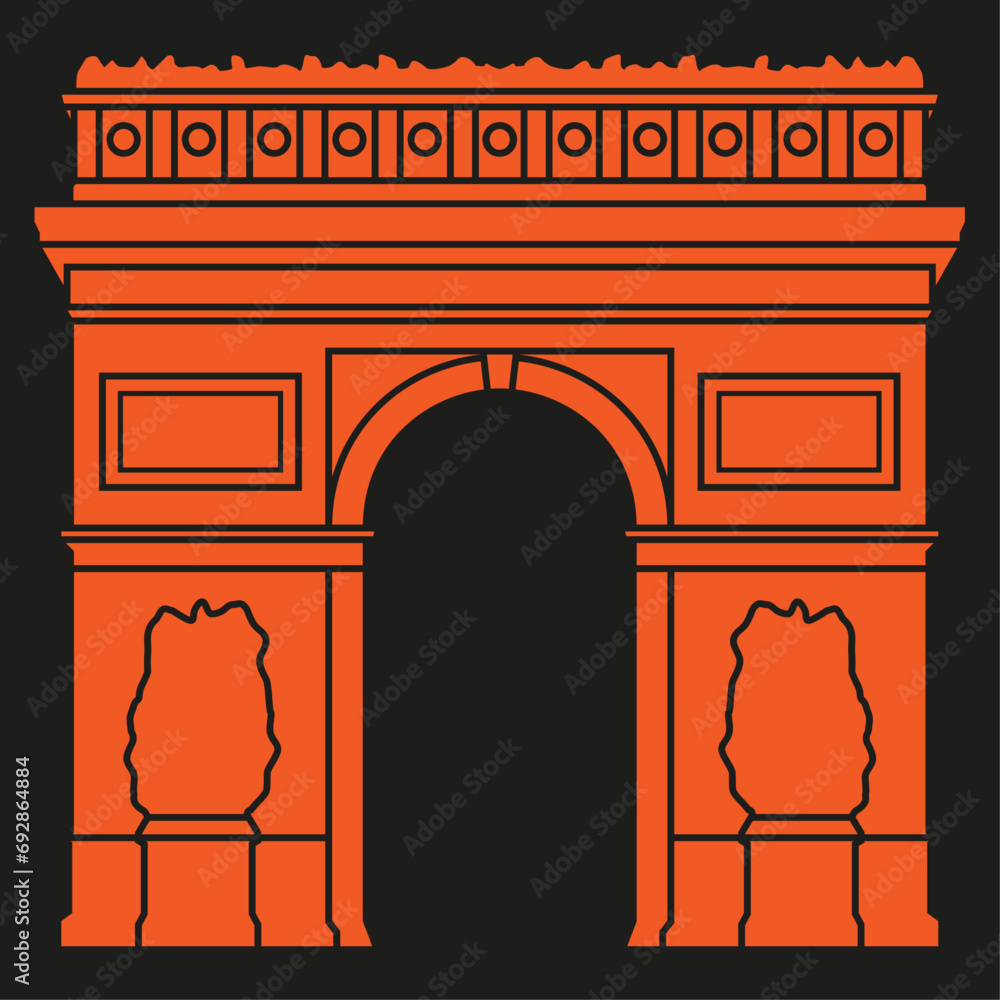 Paris triumphal gates vector illustration - obrazy, fototapety, plakaty 