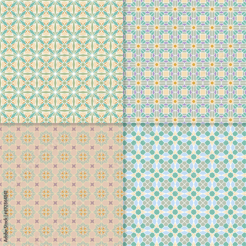Four seamless color block patterns, background