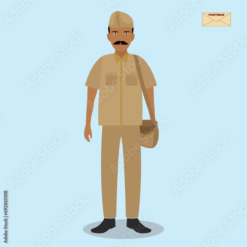 Indian postman vector illustration in lite blue background