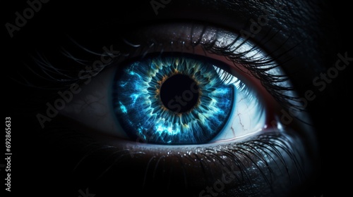 Abstract blue eye with space.