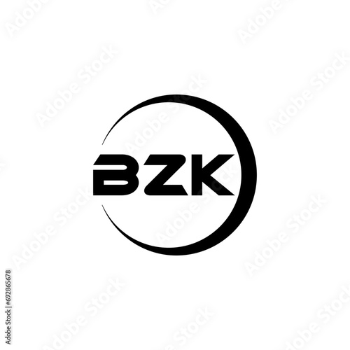 BZK letter logo design with white background in illustrator, cube logo, vector logo, modern alphabet font overlap style. calligraphy designs for logo, Poster, Invitation, etc.