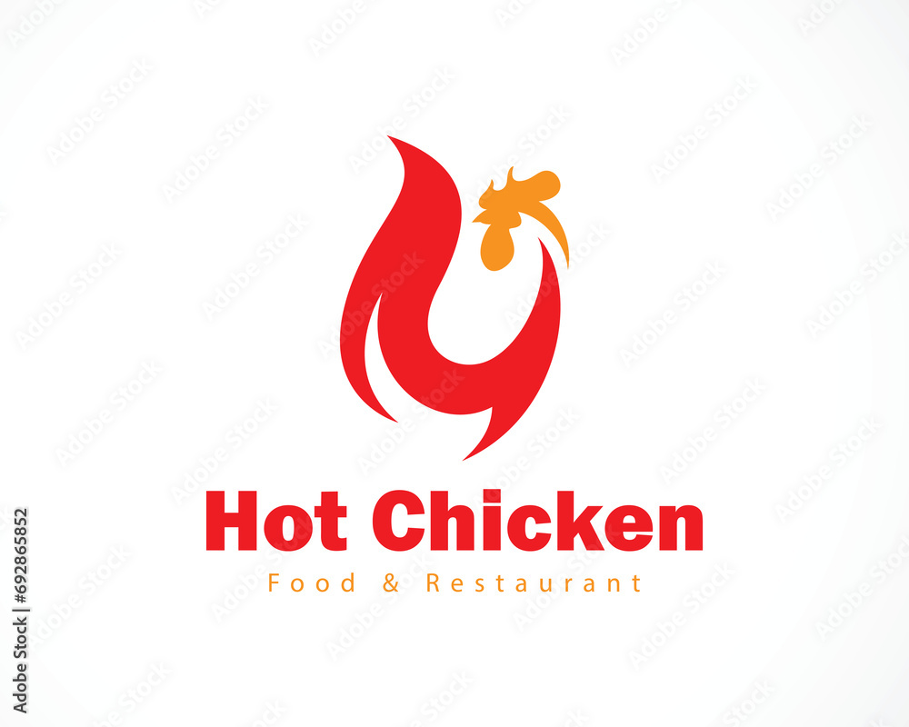 hot chicken logo creative design concept rooster and fire hot chicken logo creative design concept rooster and fire