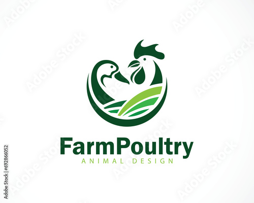 farm poultry logo creative rooster duck design concept business photo