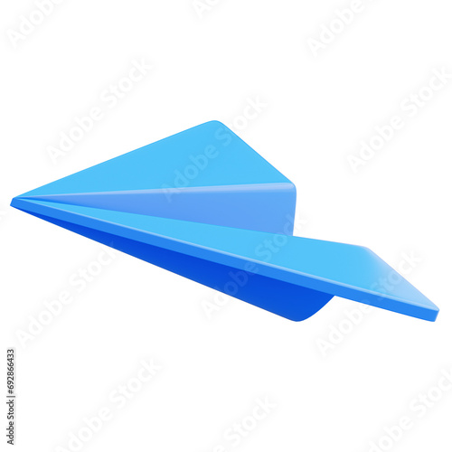 Paper plane icon origami airplane 3d render illustration isolated on transparent background photo