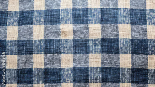 Background made of natural linen fabric in a checkered pattern.