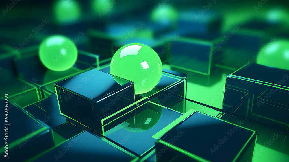 3d rendering of green and blue abstract geometric background. Scene for advertising, technology, showcase, banner, game, sport, cosmetic, business, metaverse. Sci-Fi Illustration. Product display 3d rendering of green and blue abstract geometric background. Scene for advertising, technology, showcase, banner, game, sport, cosmetic, business, metaverse. Sci-Fi Illustration. Product display